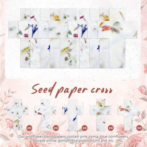 Dunzoom 50 Pcs Plantable Seed Paper Tags Wildflower,Cross - Image 2