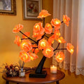 24 LED Orange Rose Tree Light, Artificial Bonsai Flower Table Lamp, USB Battery Powered Romantic Night Light for Bedroom Living Room Party Wedding, Valentine’s Day Mother’s Day for Her by Ypdtacosu