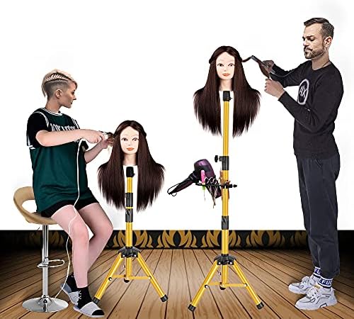 ZQIAN BEAUTY Heavy-duty Wig Stand Tripod, 55 Inch Metal Mannequin Head Stand Tripod For Hairdressing Training Head, Adjustable Wig Head Stand with Tool Tray (Golden, Mannequin Head Not Included) - Image 2