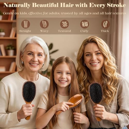 Boar Bristle Hair Brush British Craftsmanship Handmade Slick Back - Image 5