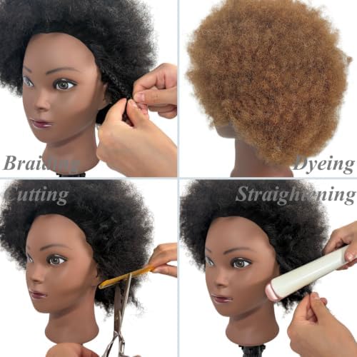 Afro Kinky Hair Black Mannequin Head with 100% Human Hair for Braiding - Image 4