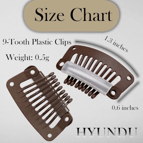 9-Tooth Plastic Wig Clips, Dark Brown Hair Extension Clips, 20 Pack - Image 3