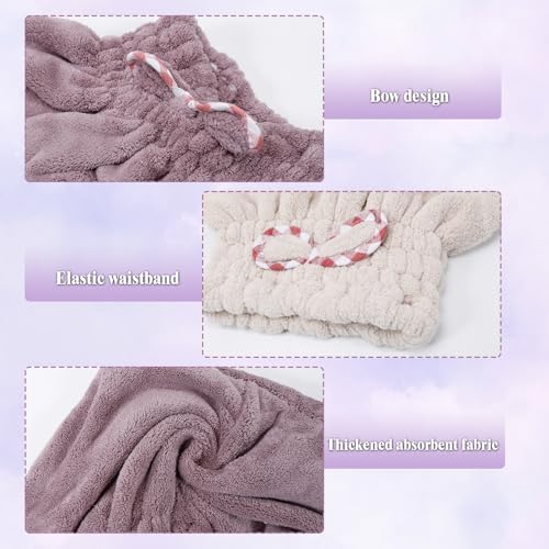 Hair Towels, 2 Pack, Purple and Khaki, 9.8 x 11.8 Inch - Image 4
