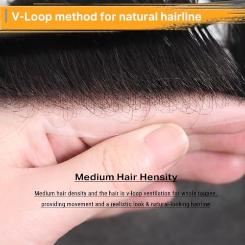 blazingfire 0.06mm V-Loop Thin Skin Toupee for Men Human Hair System #340 - Image 3