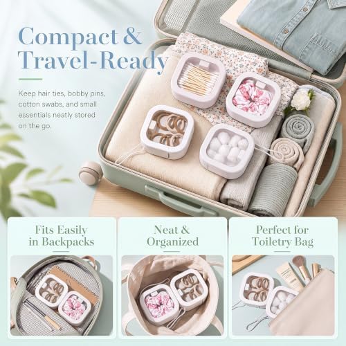 Kathfly 4 Pcs Hair Tie Organizer Travel, Stackable, White - Image 3