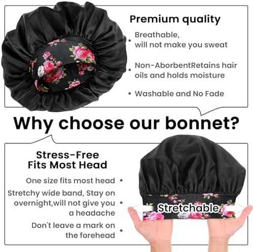 WLLHYF Silk Bonnet for Men, Satin Bonnet Elastic Band Silk Sleep Cap Soft Adjustable Hair Cap Hair Wrap for Women Sleeping - Image 3