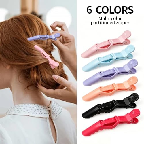Ella & Sara 12-Pack Alligator Hair Clips, Salon Professional Sectioning & Styling Clips with Wide Teeth & Non-Slip Grip, Double-Hinged Design for Hair Cutting, Coloring - Candy Colors - Image 2