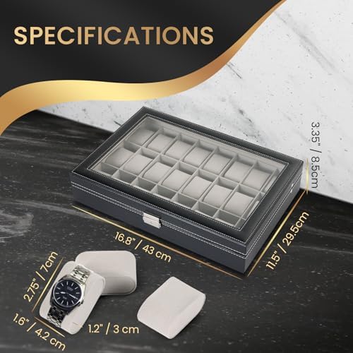 Watch Box 24 Slots Watch Case Grey - Image 2