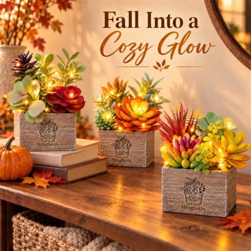 Succulents Plants Artificial Fake Plants with Lights for Bathroom Decor - Image 5