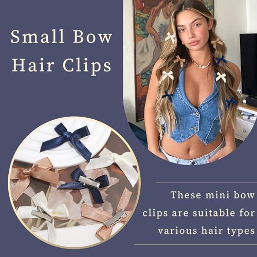 30PCS Bow Hair Clip Brown Mini Bows Non-Slip Hair Bows Satin Small Hair Clips Cute Barrettes for Women Girls - Image 2