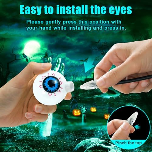 NBQQ Halloween Decorations Outdoor, 4 Pack 24 LED Solar Scary Eyeball Swaying Lights, Green Solar Firefly Lights Waterproof Outdoor Garden Light for Yard,Garden,Lawn,PartyPatio,Party - Image 2