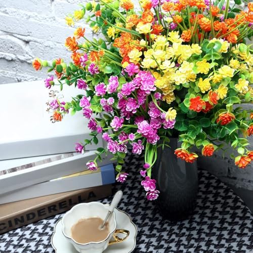 WILLBOND 12 Bundles UV Resistant Faux Flowers, Yellow, Orange, Fuchsia - Image 5