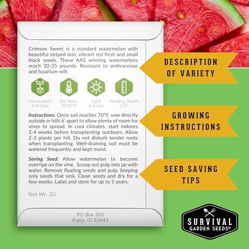 Tri-Color Watermelon Seeds for Planting - Heirloom Variety Pack - Image 2