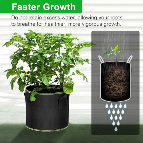 MEKOLIFE 12-Pack 5 Gallon Grow Bags, Thick Aeration Planters with Handles - Image 3