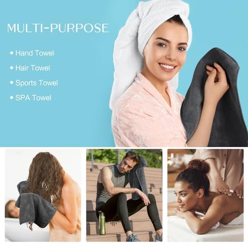 KinHwa Gray Bathroom Hand Towels, Microfiber Face Towels, 11x20 Inch - Image 7