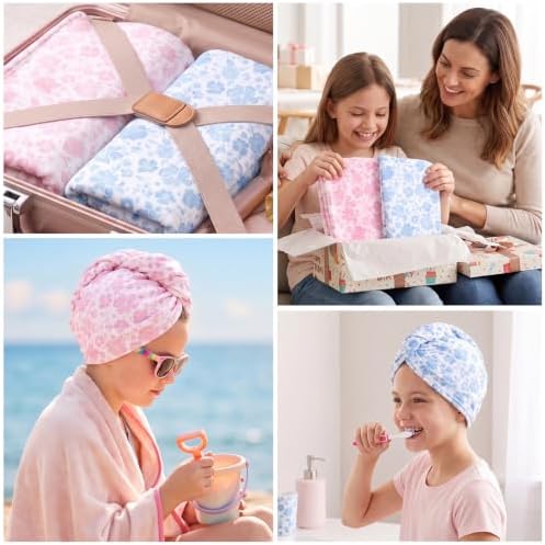 Kids Microfiber Hair Towel Wrap 2Pack Absorbent Hair Drying Turban for Girl - Image 5