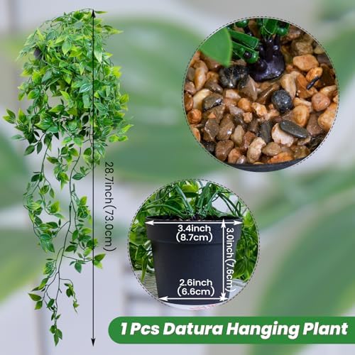 LOYWREE 3 Pack Small Artificial Hanging Mandala Plant with Pot Faux Plants Indoor Fake Small Potted Plant 28.7-In Long Faux Vine Shelf Decor Ideal for Indoor Outdoor Home Office Decoration (Black Pot) - Image 2