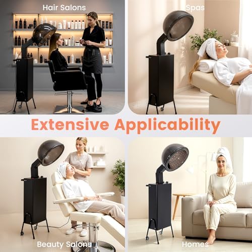1200W Professional Bonnet Hair Dryer, Salon Hair Dryer Stand with Wheels - Image 5