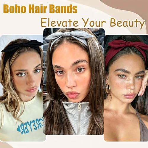 6 Pcs Short Bow Headbands for Women Boho Paisley Print Hair Band - Image 6
