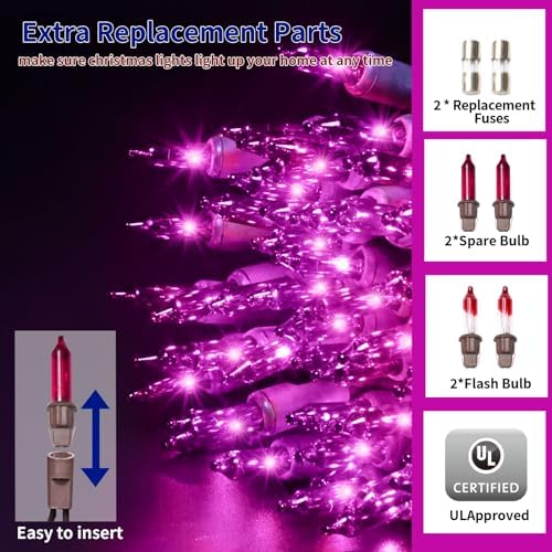 Ultra-Bright Connects End to End Purple Christmas Mini Lights 300L 63.8Ft(2Sets-Each 150L)UL Listed Incandescent Bulb String Light for Indoor Outdoor Halloween Home Garden Party Tree Decor - Image 2