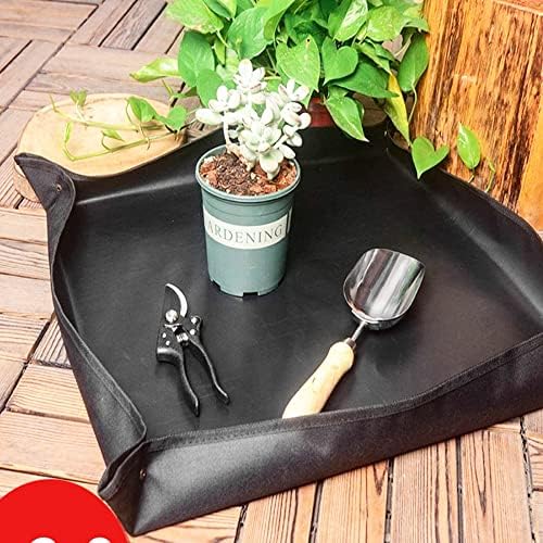 BIUWING 2PCS Indoor Plant Transplanting Repotting Mat Foldable Garden Work Cloth Waterproof Thicken Gardening Mat, Black (26.8" x 26.8") - Image 6
