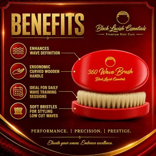 Men’s Hair Brush, Build Deeper Waves, Soft and Hard Boar Bristle Curved Wave Brush, Perfect for Styling Hair (Soft Brush, Red) - Image 4