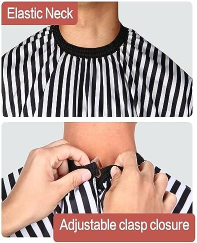 Professional Hair Cutting Cape with Neck Duster Brush, Large Size Salon Barber Cape for Men, Women and Kids(White with Black Stripes) - Image 4