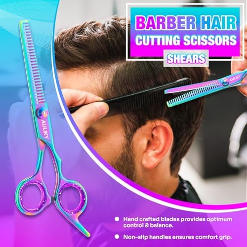 Hair Cutting Scissors Shears Kit, 6.7” Barber Scissors,Professional Haircut Kit,Stainless Steel Hairdressing Thinning Scissors Shears for Barber,Salon,Women,Home,Men - Image 6