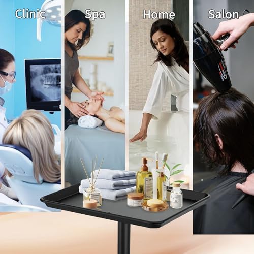 Salon Tray on Wheels, Black Salon Rolling Tray, Adjustable Height - Image 6