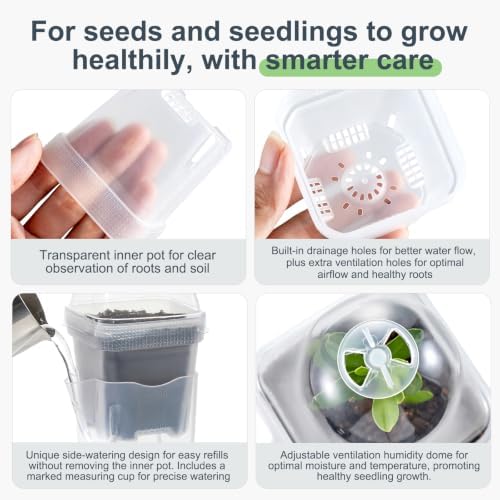 12 Pcs Clear Small Self Watering Pots for Indoor Plants - Image 5