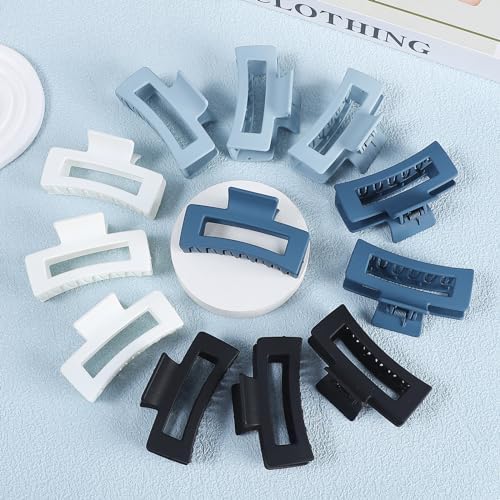 Sisiaipu 12 Pcs Medium Hair Clips, 3.5 Inch Square Claw Clips for Thick and Thin Hair - Blue - Image 4