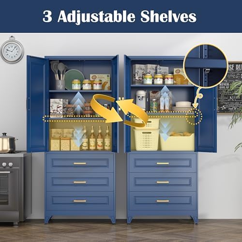 SteeLoong 75" Metal Storage Cabinet with Doors and 2 Adjustable Shelves - Image 5