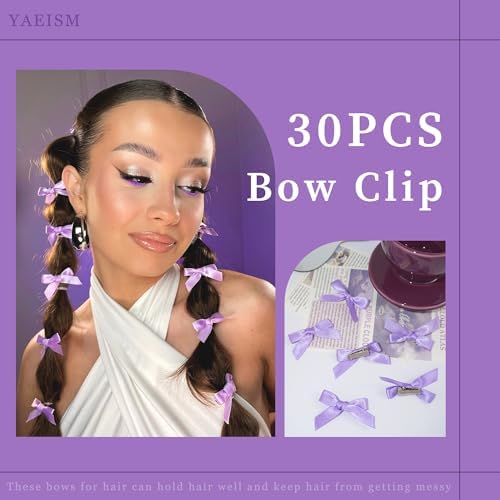 Bow Hair Clips Purple Ribbon Hair Bows Satin Mini Bowknot Y2K Hair Barrettes Cute Hair Accessories for Girls - Image 3