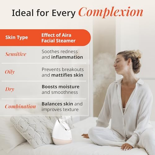 Vanity Planet Aira Ionic Facial Steamer (Beige) - Pore Cleaner that Detoxifies, Cleanses and Moisturizes - Adjustable Nozzle, Water Tank with 3 Essential Oil Baskets - Image 6