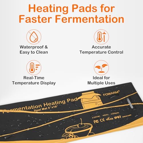 5''x19'' Kombucha Heating Wrap with Digital Thermostat, Adjustable Fermentation Heater Belt for 1Gallon Jars & Carboys, Precise Temperature Control Heated Pad for Beer, Wine & Mead Brewing - Image 3