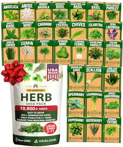 HOME GROWN 30 Herb Variety Pack 10,900+ Seeds Extra Large Culinary Kit by HOMEGROWN