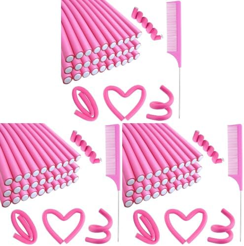 30PCS 9.45" Flexi Rods Curlers Set for Short and Long Hair, No Heat Foam Rollers with Steel Comb Buytta (Pack of 3) by Buytta