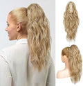 Flufymooz Ponytail Extension, 18Inch Claw Clip Ponytail Extension, Wavy Curly Claw Clip in Ponytail Hair Extensions, Natural Fake Ponytail Synthetic Hairpiece for Women (Golden Blonde with Highlight) by Flufymooz