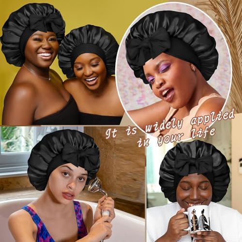 CHLINS Double Layer Satin Bonnet for Sleeping, Hair Bonnet for Curly Hair - Image 7