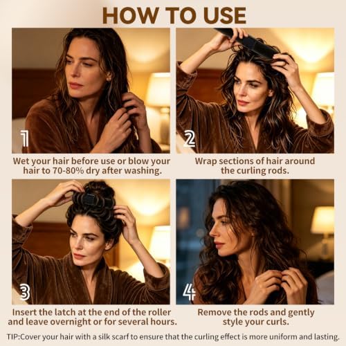 Heatless Curls Overnight, Blowout Rods Hair Curler to Sleep in 5PCS - Image 6