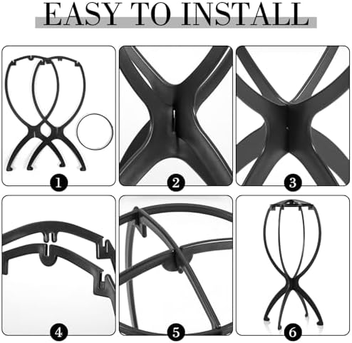 obeoby Wig Stand, Portable Foldable Wig Holder for Wigs (Black,3Pack) - Image 4