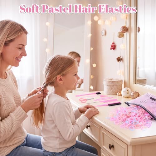 1500 Mini Hair Elastics with 10 Tools, Macaron Colors - Image 4
