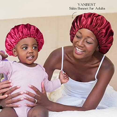 YANIBEST Baby Satin Bonnet Sleep Cap - Double Layer Reversible Adjustable Silky Satin Cap for Infant Toddler(0-6 Months,Black) - Image 2