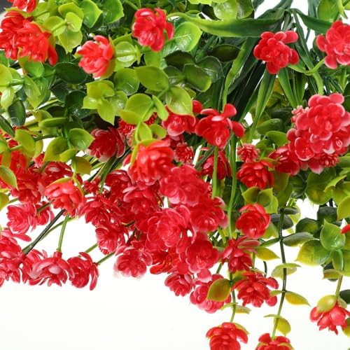 WILLBOND 12 Bundles UV Resistant Faux Flowers, Red - Image 6