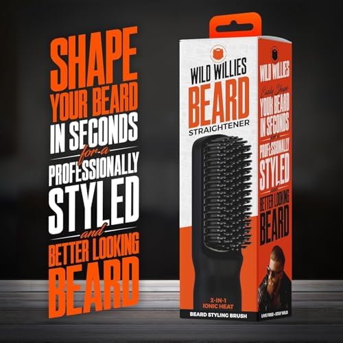Wild Willies Beard Grooming Kit - Ionic 2-in-1 Heated Straightener Brush - Image 2
