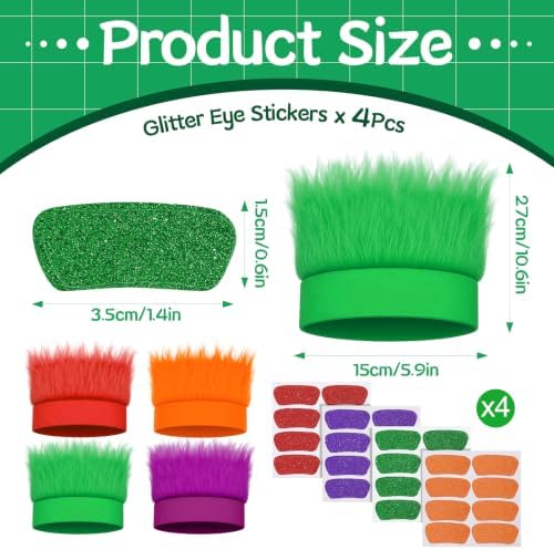 JATEBI 4 Pack Hairy Headband Crazy Hair Wigs with Stickers - Image 5