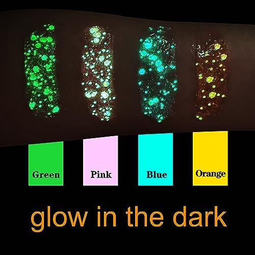 MEICOLY Neon Blue Body Glitter Gel,UV Blacklight Chunky Face Glitter Gel,Glow in The Dark Hair Glitter Paint for Concert Music Festival Rave Accessories,Halloween Glitter Makeup for Women - Image 2