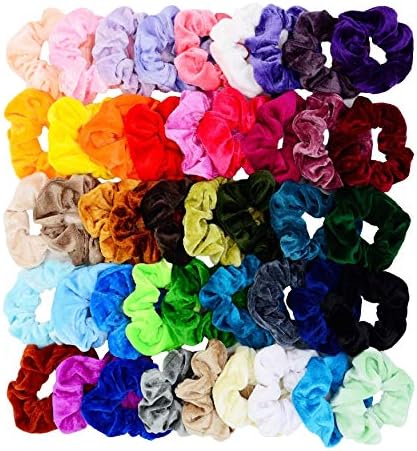 Chloven 45 Pcs Velvet Hair Scrunchies Elastics Hair Bands for Women Girls by ChlovenUS