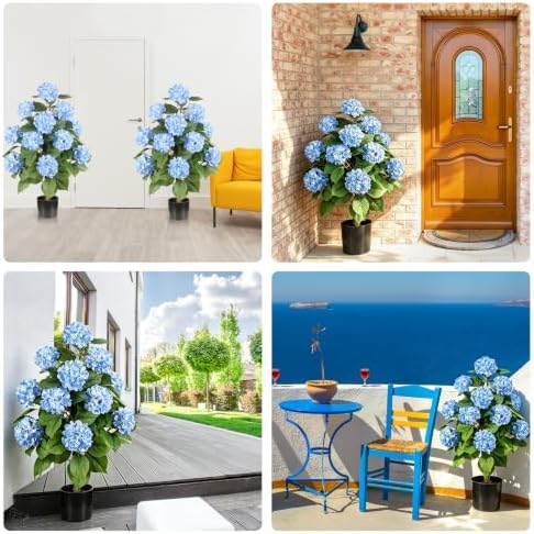 3FT Artificial Hydrangea Tree,Blue 2 Pack - Image 4