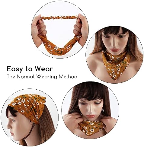 TOBATOBA Floral Hair Scarf Headband 5 Pcs - Chiffon Boho Headbands for Women Elastic Head Bandana Floral Bandana Headbands for Women Girls Hair Accessories - Image 4